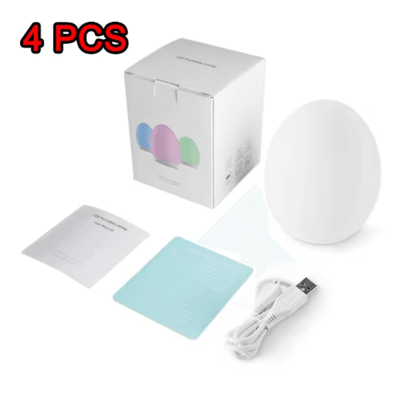 Portable RGB Egg Shape Night Light USB Rechargeable Touch Dimmable Ambient Lamp 2