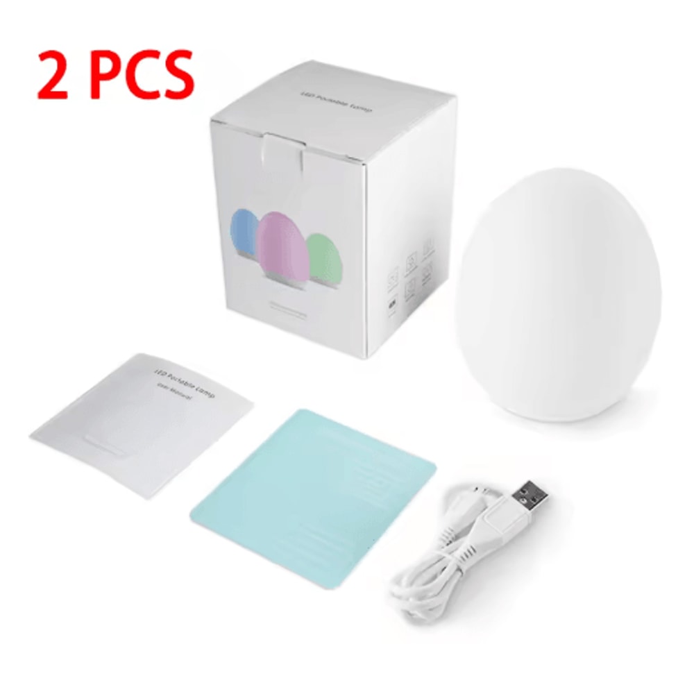 Portable RGB Egg Shape Night Light USB Rechargeable Touch Dimmable Ambient Lamp 3