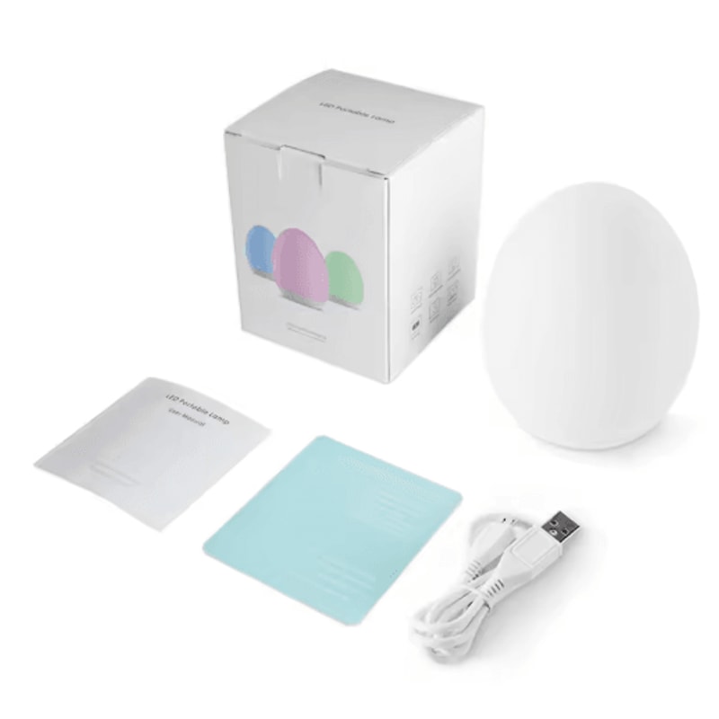 Portable RGB Egg Shape Night Light USB Rechargeable Touch Dimmable Ambient Lamp 4