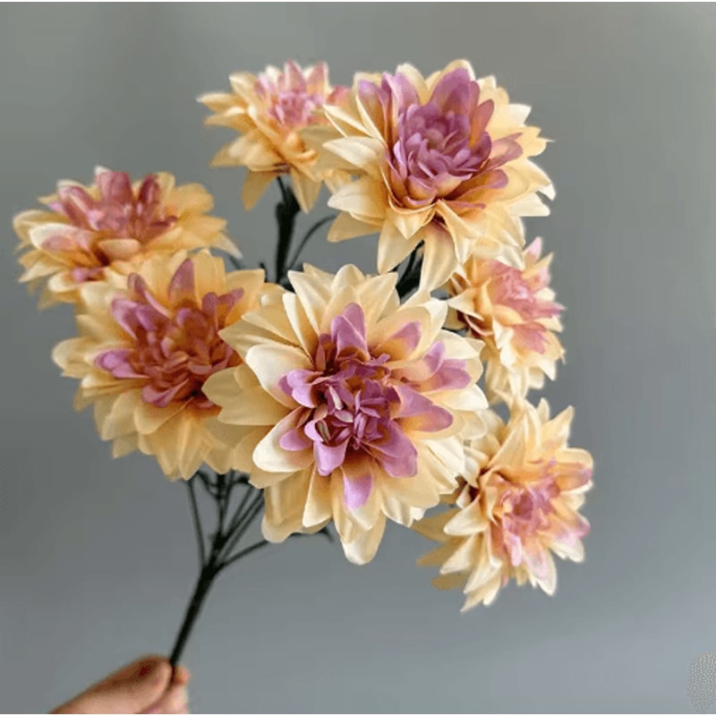 Artificial Dahlia Flowers Bouquet 7Head Decorative Fake Flower Arrangement 1