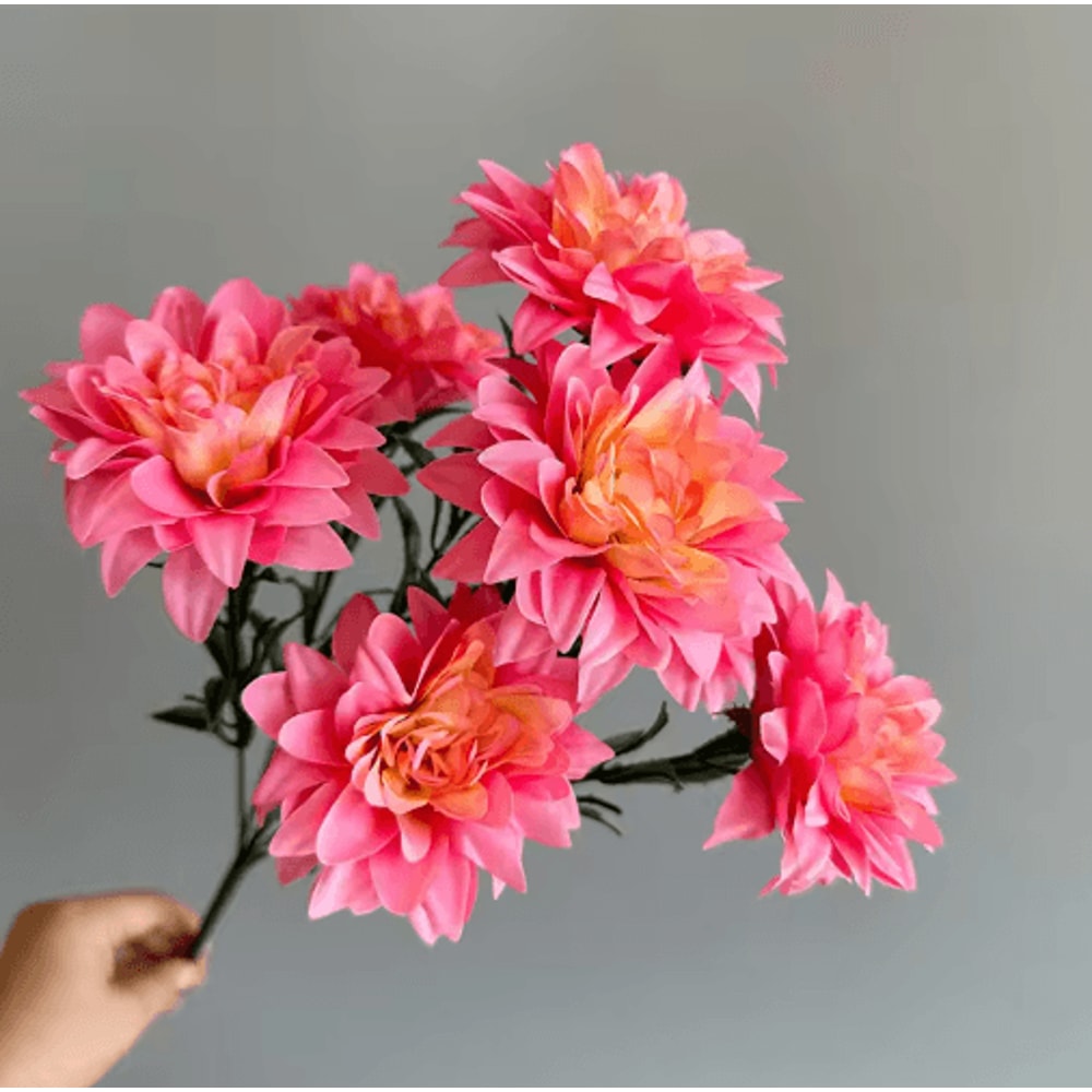 Artificial Dahlia Flowers Bouquet 7Head Decorative Fake Flower Arrangement 4
