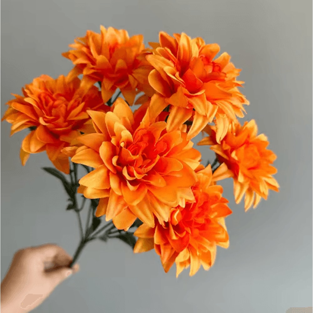 Artificial Dahlia Flowers Bouquet 7Head Decorative Fake Flower Arrangement 5