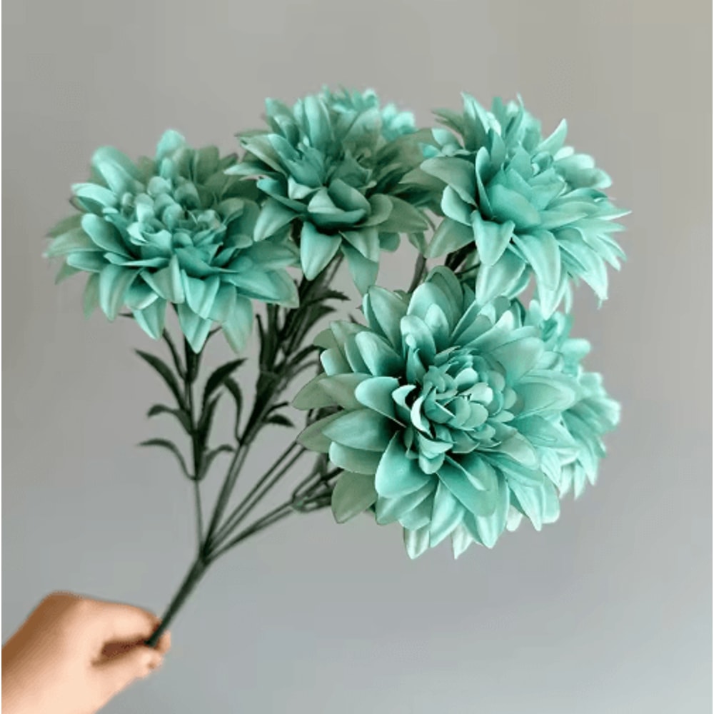 Artificial Dahlia Flowers Bouquet 7Head Decorative Fake Flower Arrangement 6