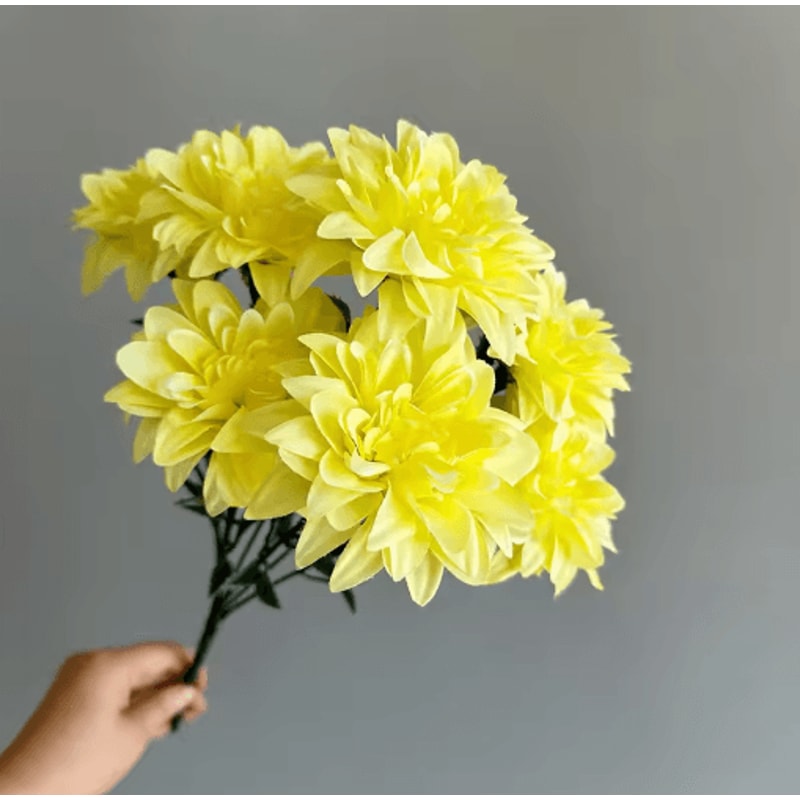 Artificial Dahlia Flowers Bouquet 7Head Decorative Fake Flower Arrangement 0