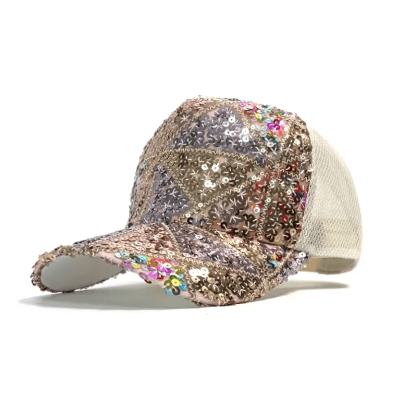 Shiny Sequin Mesh Baseball Cap Adjustable Cotton Summer Sun Hat 1