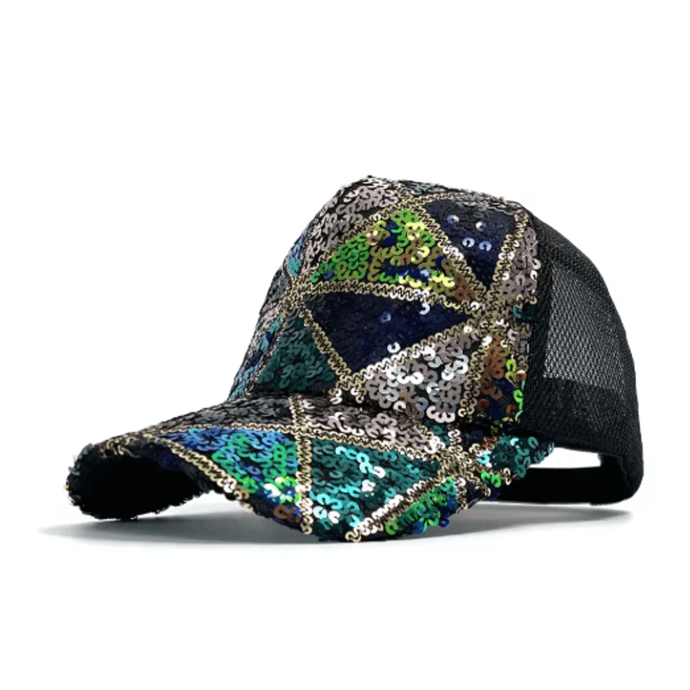 Shiny Sequin Mesh Baseball Cap Adjustable Cotton Summer Sun Hat 2