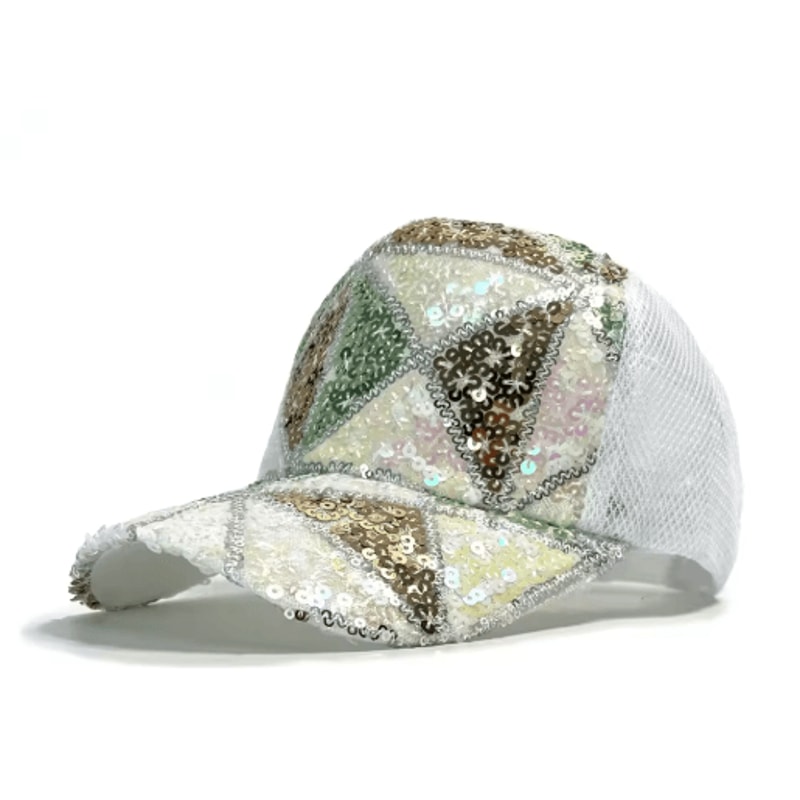 Shiny Sequin Mesh Baseball Cap Adjustable Cotton Summer Sun Hat 3