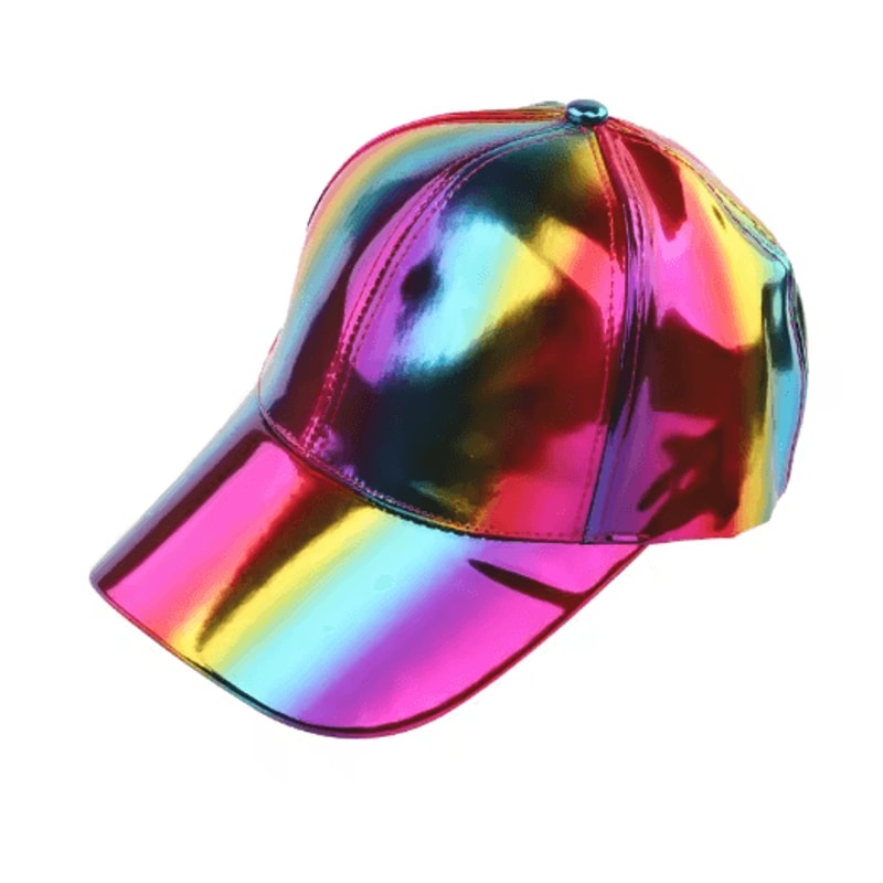 Holographic Rainbow Color Changing Baseball Cap Laser PU Snapback Party Hat 10