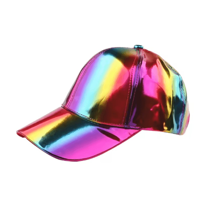 Holographic Rainbow Color Changing Baseball Cap Laser PU Snapback Party Hat 6
