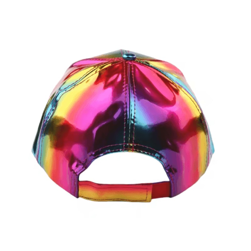 Holographic Rainbow Color Changing Baseball Cap Laser PU Snapback Party Hat 9
