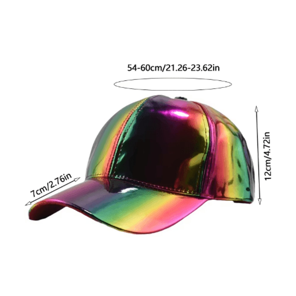Holographic Rainbow Color Changing Baseball Cap Laser PU Snapback Party Hat 12