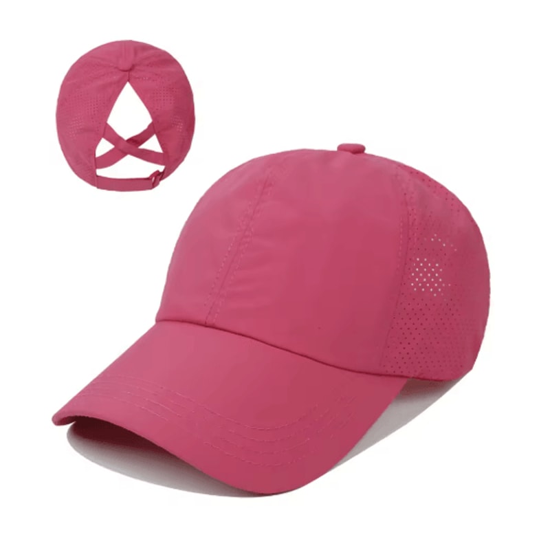 Womens High Ponytail Sports Baseball Cap Quick Dry Breathable Mesh Sun Hat 1