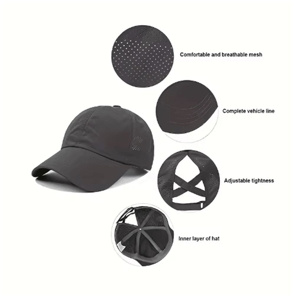 Womens High Ponytail Sports Baseball Cap Quick Dry Breathable Mesh Sun Hat 10