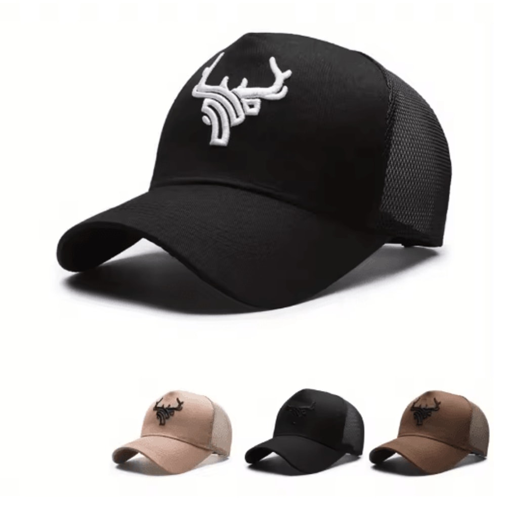 Mens Bull Embroidered Baseball Cap Breathable Summer Sun Protection Hat 0
