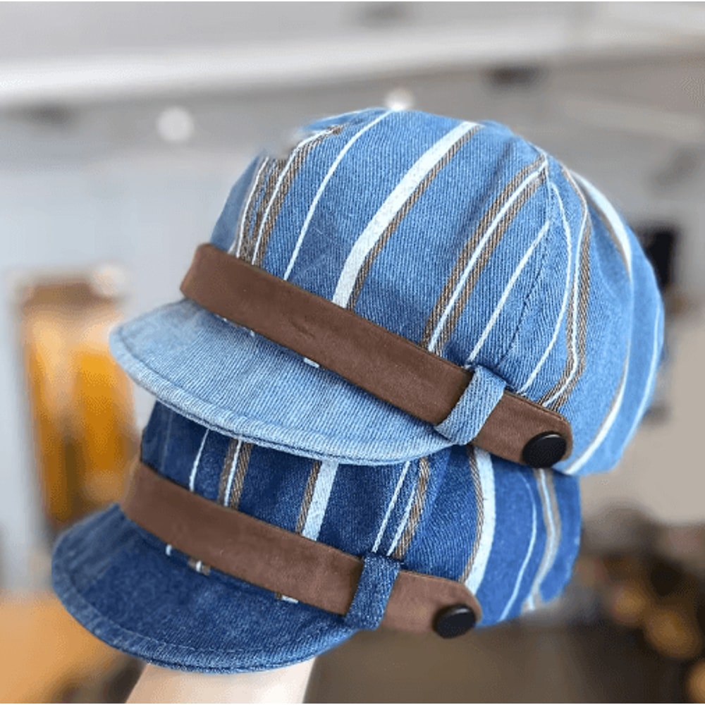 Classic Cotton Denim Baby Beret Hat Adjustable Infant Beret Cap For Toddlers 4