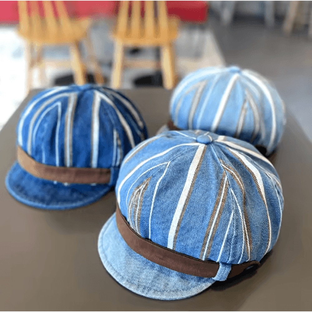 Classic Cotton Denim Baby Beret Hat Adjustable Infant Beret Cap For Toddlers 5