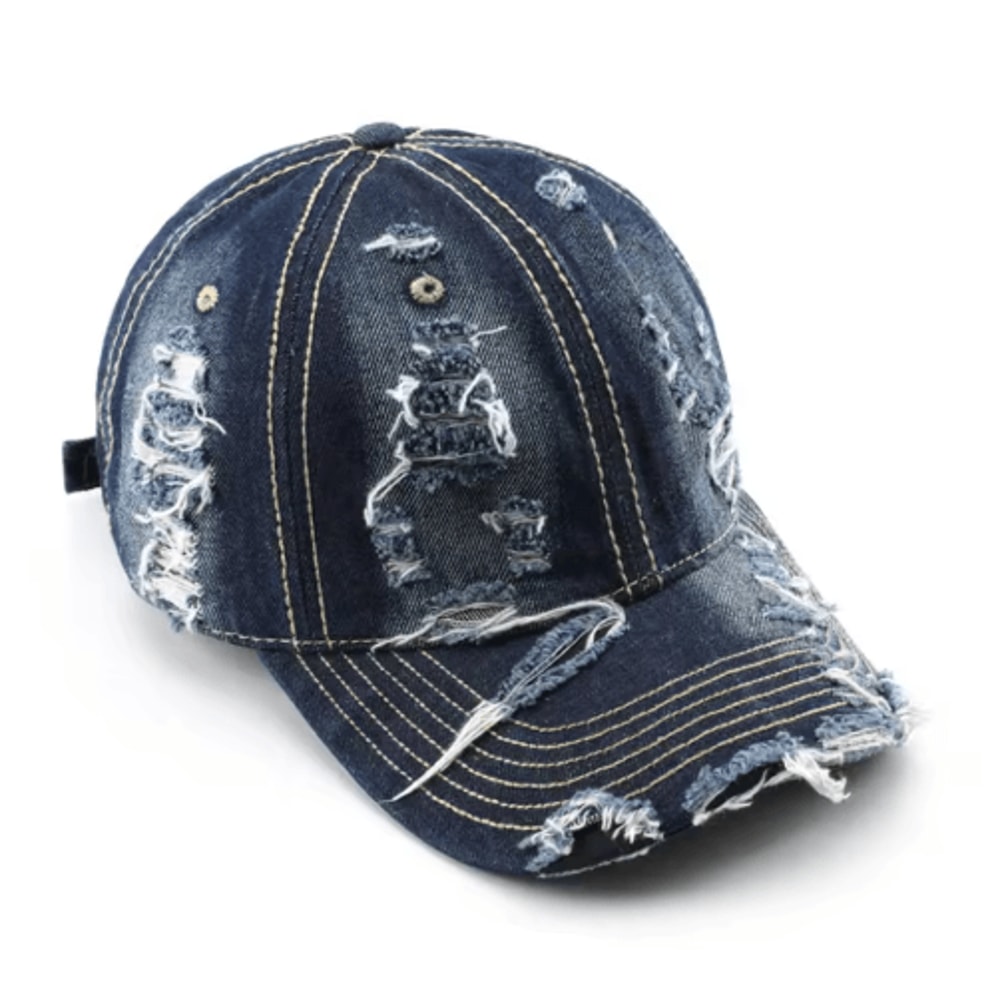Vintage Distressed Denim Baseball Cap Street Style Hip Hop Trucker Hat 1