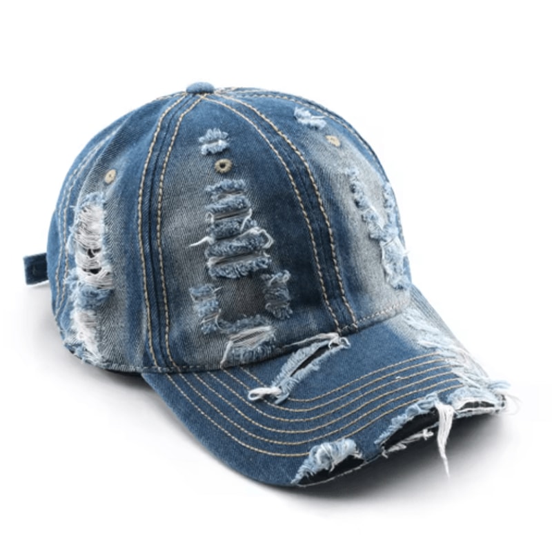 Vintage Distressed Denim Baseball Cap Street Style Hip Hop Trucker Hat 2