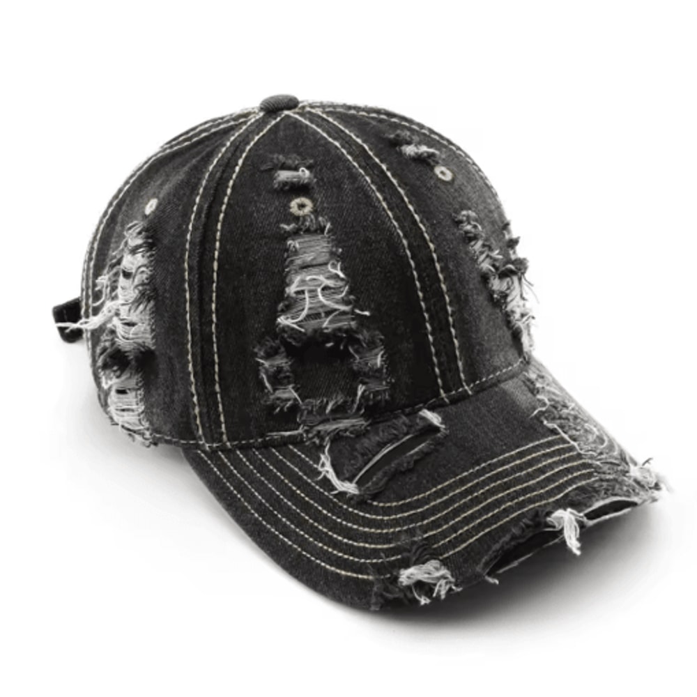 Vintage Distressed Denim Baseball Cap Street Style Hip Hop Trucker Hat 3