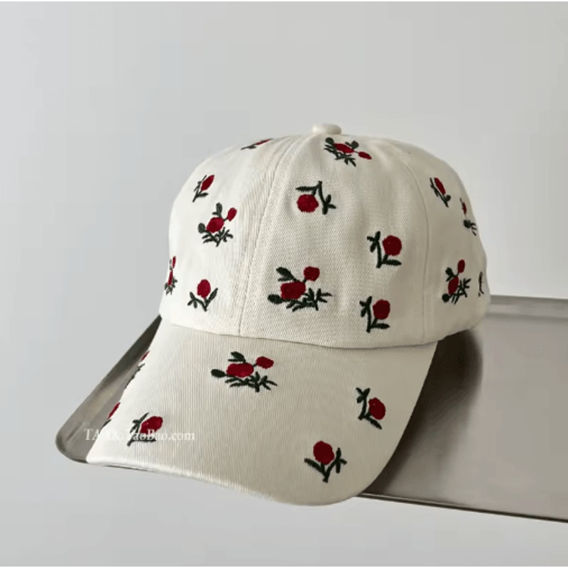 Y2K Rose Embroidered Baseball Cap Casual Summer Sun Hat 1