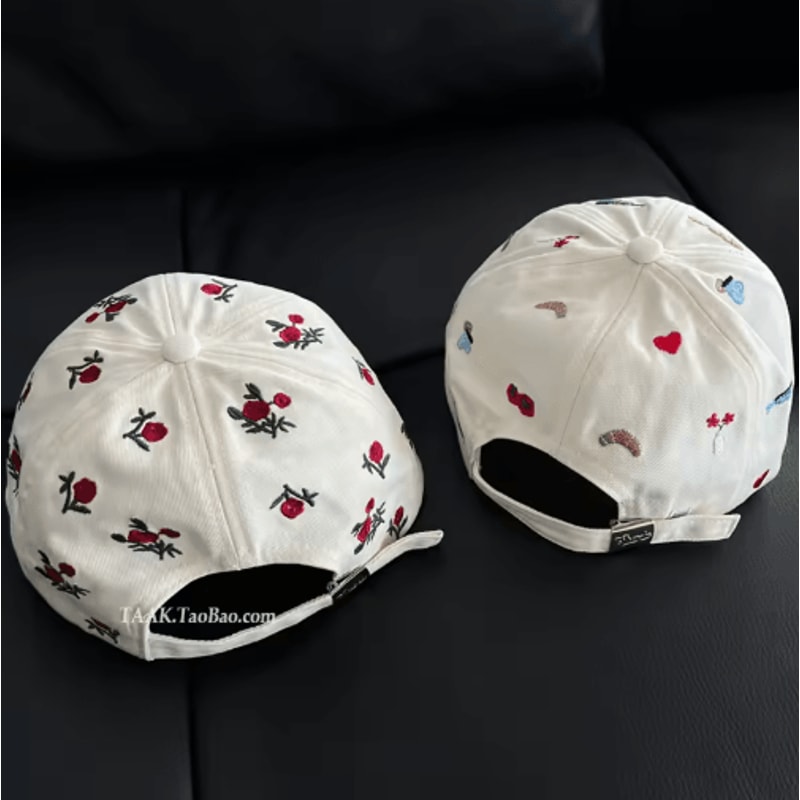 Y2K Rose Embroidered Baseball Cap Casual Summer Sun Hat 4