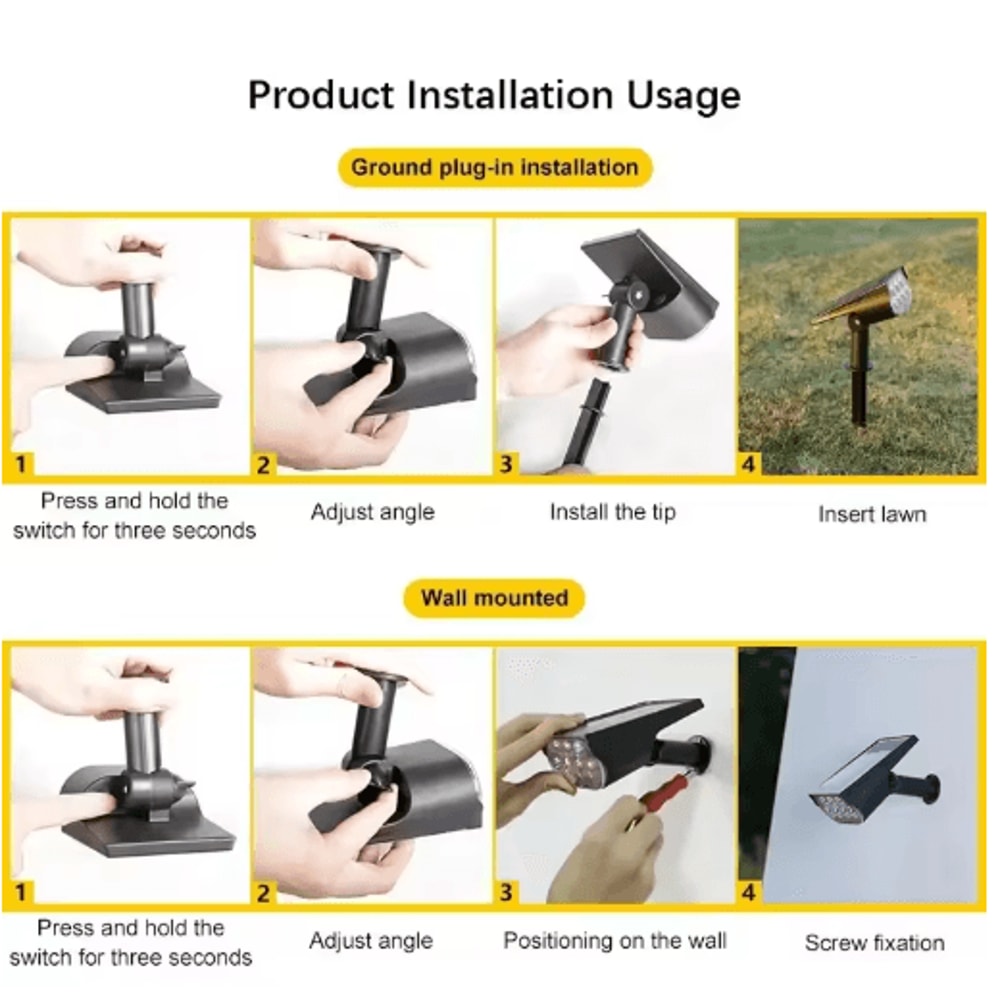 Ultra Bright 7 LED Solar Spotlight Outdoor Adjustable Waterproof Garden Landscape Light 6