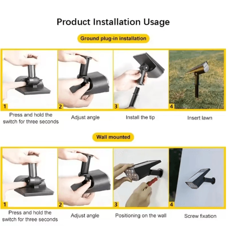 Ultra Bright 7 LED Solar Spotlight Outdoor Adjustable Waterproof Garden Landscape Light 6