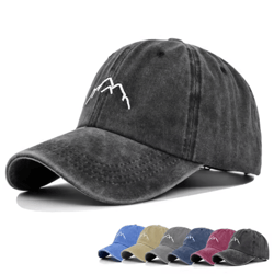 retro washed cotton mountain embroidery baseball cap – adjustable unisex streetwear hat