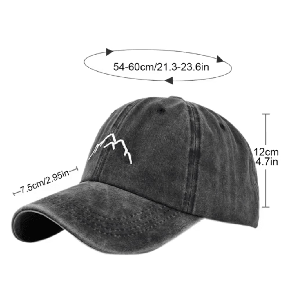 Retro Washed Cotton Mountain Embroidery Baseball Cap Adjustable Unisex Streetwear Hat 7
