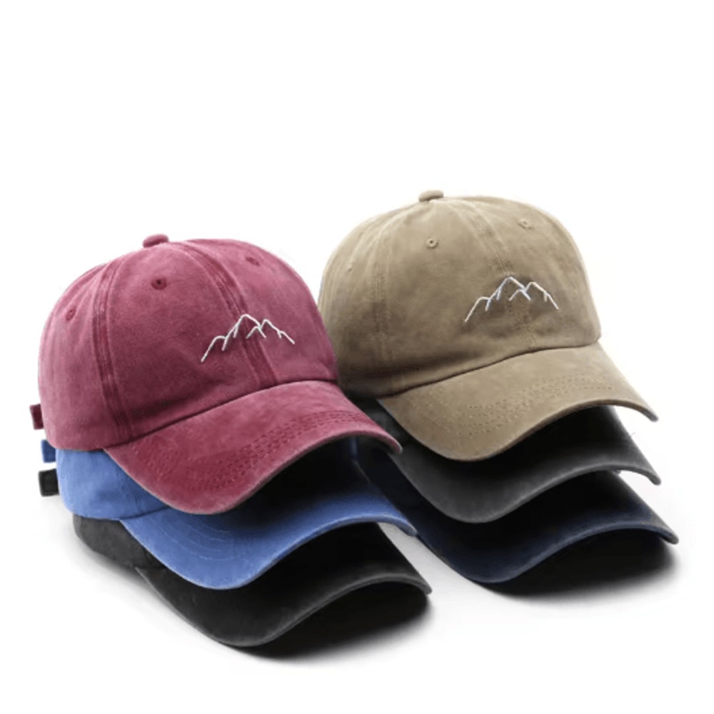 Retro Washed Cotton Mountain Embroidery Baseball Cap Adjustable Unisex Streetwear Hat 9