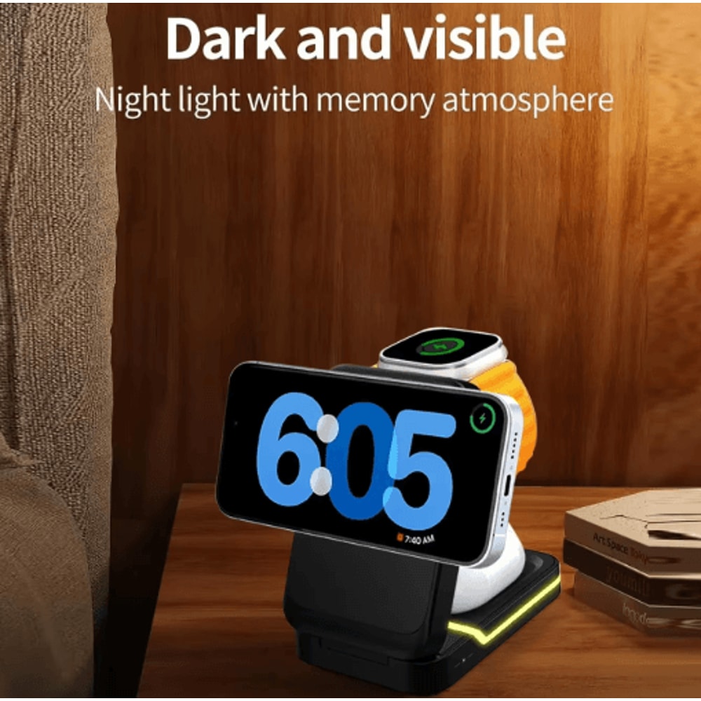 3in1 MagSafe Magnetic Foldable Wireless Charging Stand For IPhone Apple Watch AirPods 7