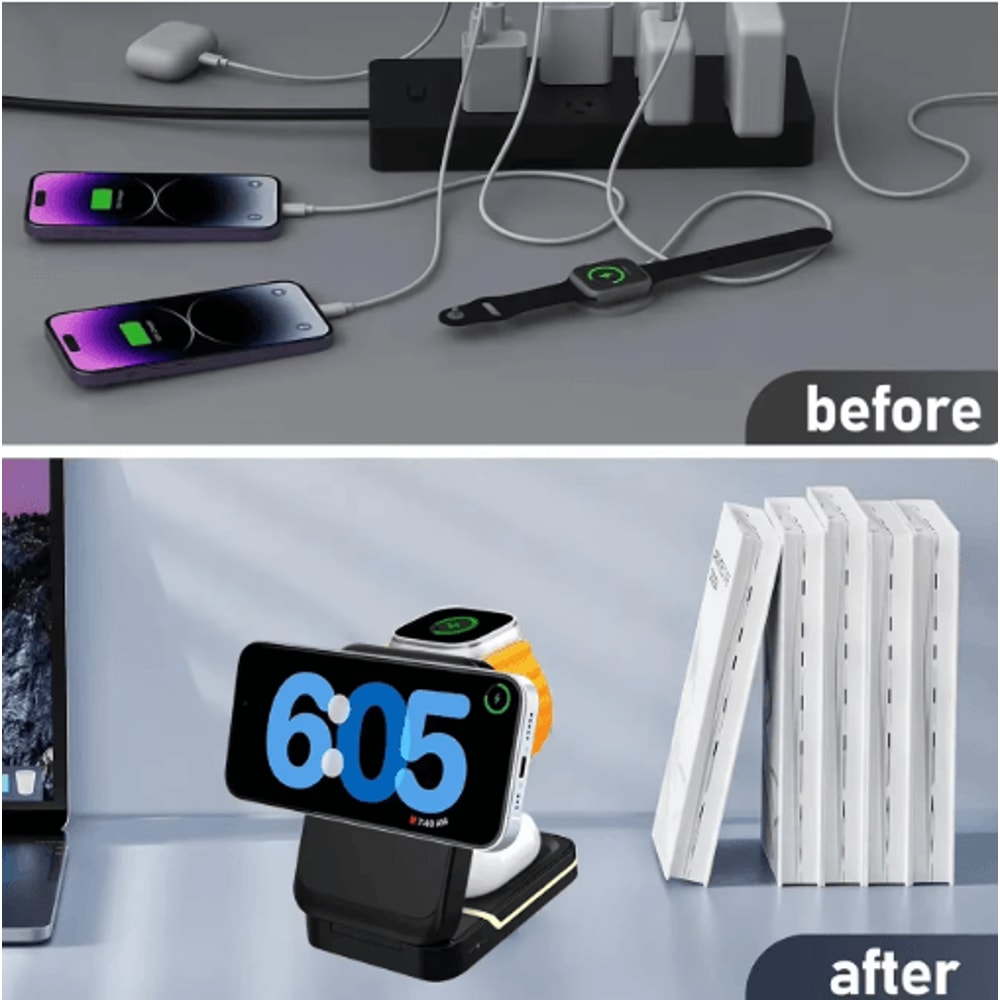 3in1 MagSafe Magnetic Foldable Wireless Charging Stand For IPhone Apple Watch AirPods 8