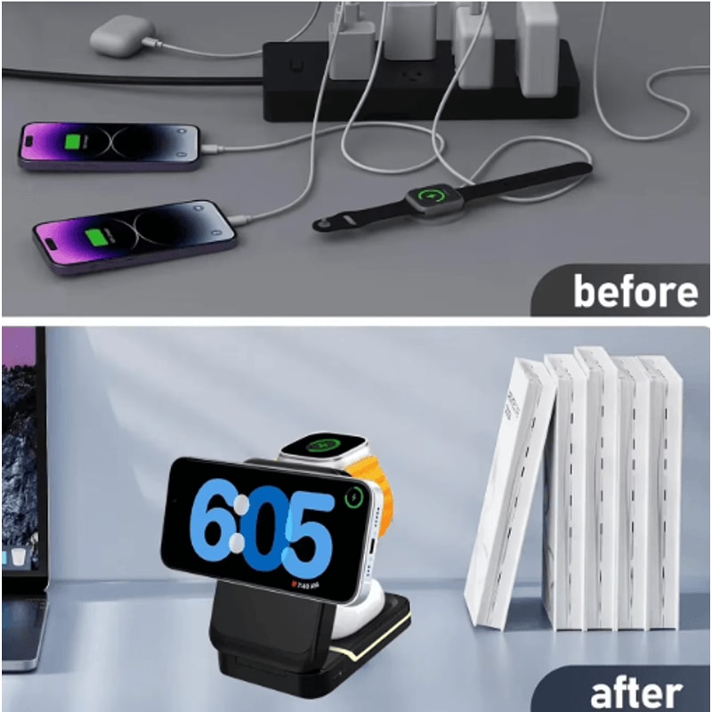 3in1 MagSafe Magnetic Foldable Wireless Charging Stand For IPhone Apple Watch AirPods 8