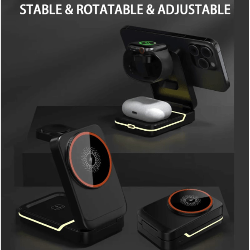 3in1 MagSafe Magnetic Foldable Wireless Charging Stand For IPhone Apple Watch AirPods 9