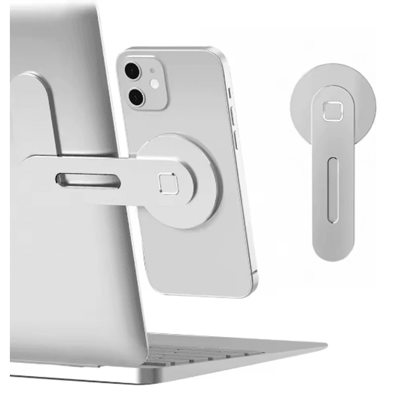 Magnetic Laptop Side Phone Holder UltraThin Foldable Aluminum Phone Mount 1