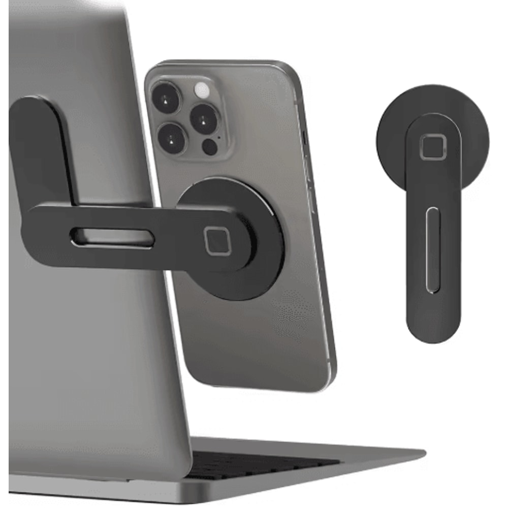 Magnetic Laptop Side Phone Holder UltraThin Foldable Aluminum Phone Mount 2