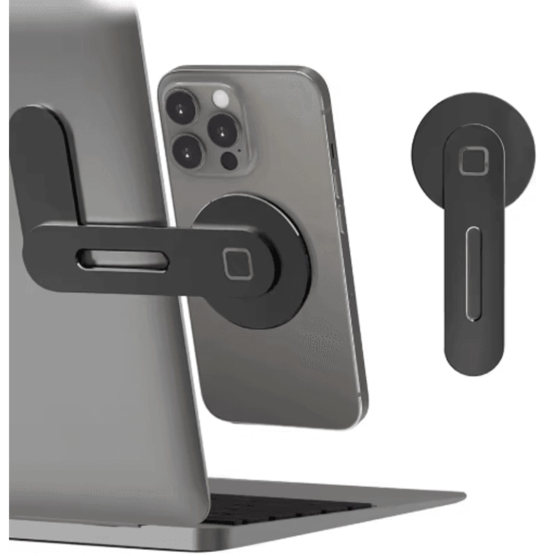 Magnetic Laptop Side Phone Holder UltraThin Foldable Aluminum Phone Mount 2