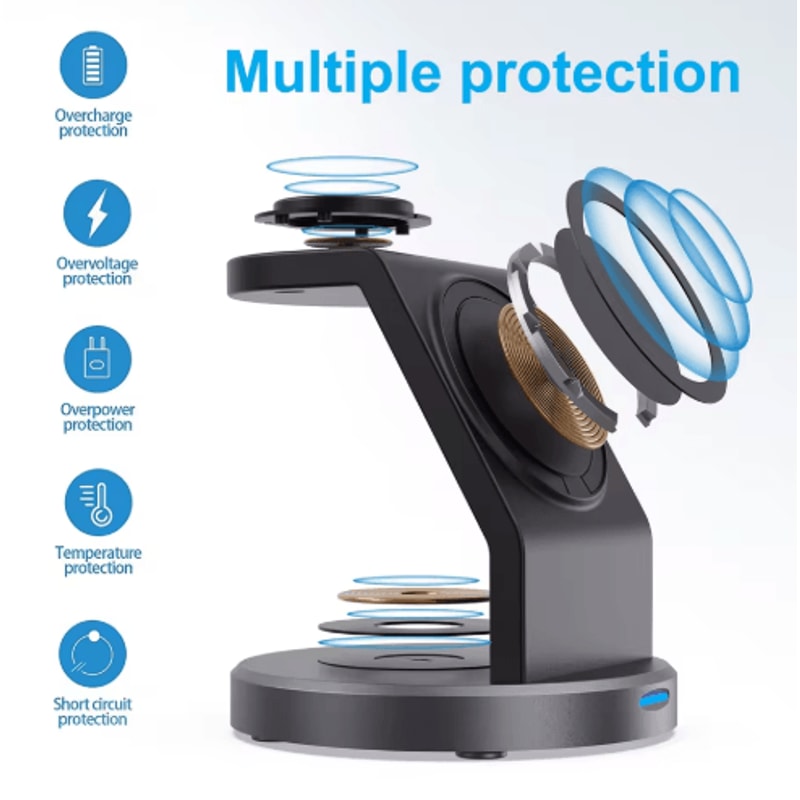 3in1 MagSafe Magnetic Wireless Charging Stand Fast Charging Station For IPhone Apple Watch AirPod 3