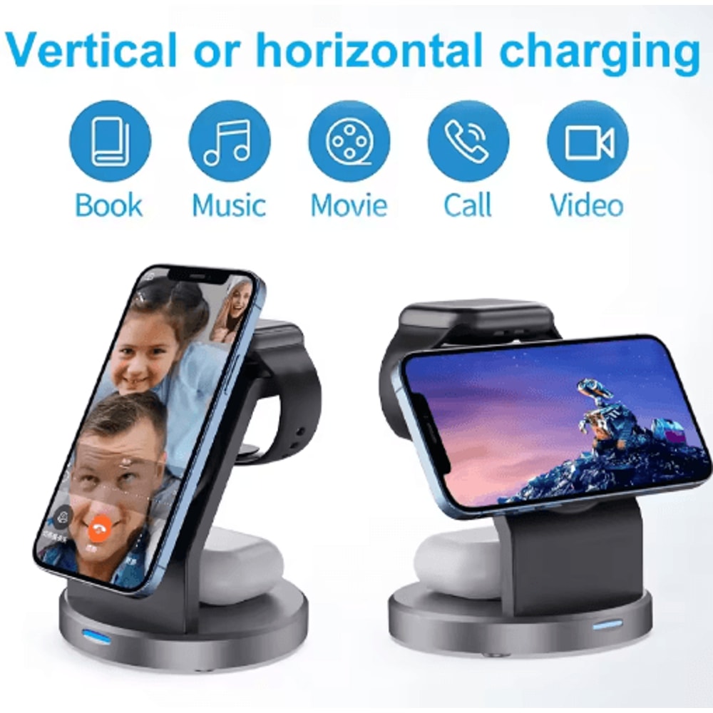 3in1 MagSafe Magnetic Wireless Charging Stand Fast Charging Station For IPhone Apple Watch AirPod 5