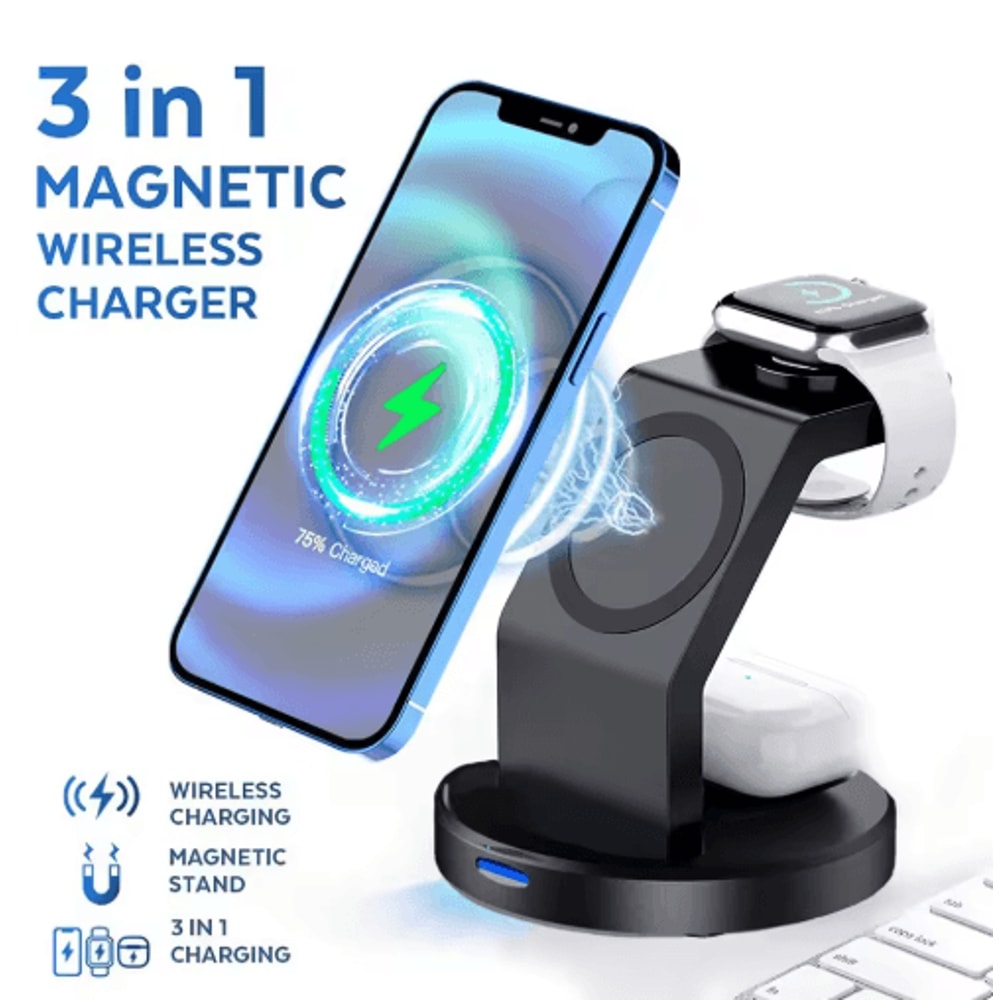3in1 MagSafe Magnetic Wireless Charging Stand Fast Charging Station For IPhone Apple Watch AirPod 6