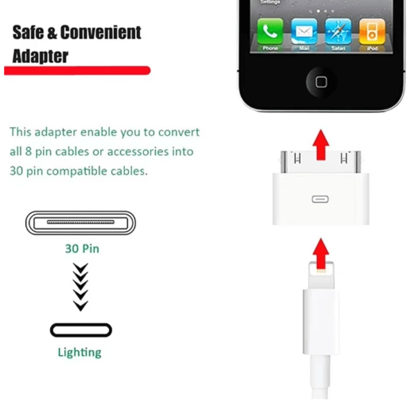 Lightning To 30Pin Adapter 8Pin To 30Pin Charging Sync Converter 0