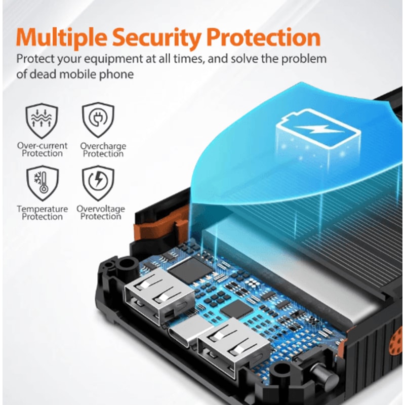 20000mAh Solar Power Bank Waterproof Portable Solar Charger With Dual USB LED Flashlight 2