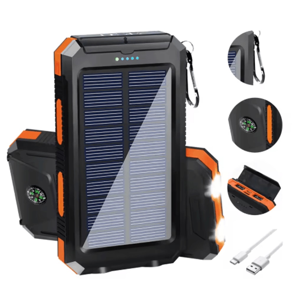 20000mAh Solar Power Bank Waterproof Portable Solar Charger With Dual USB LED Flashlight 0