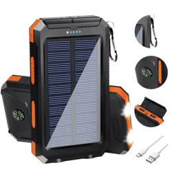 20000mah solar power bank – waterproof portable solar charger with dual usb & led flashlight