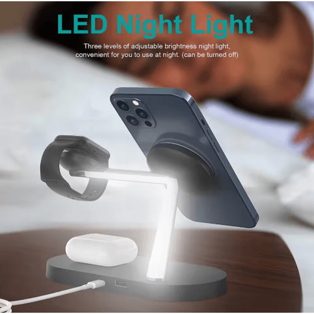 3in1 Magnetic Wireless Charging Station Fast MagSafe Stand For IPhone Apple Watch AirPods 6