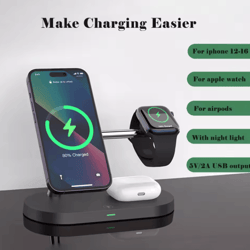 3-in-1 magnetic wireless charging station – fast magsafe stand for iphone, apple watch & airpods