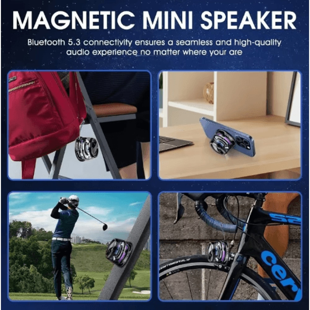 Magnetic Portable Bluetooth Speaker With RGB Lights Phone Holder Mini Travel Stereo Speaker 10