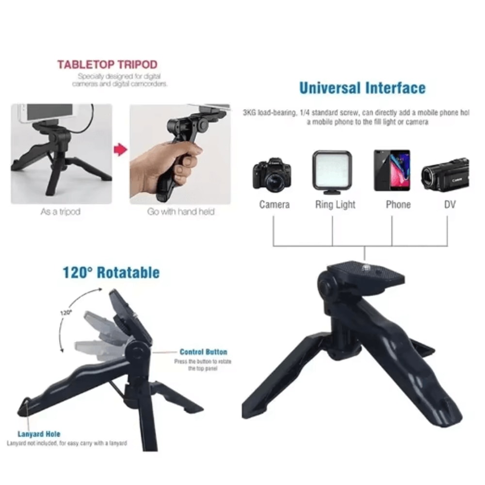 AllinOne Smartphone Vlogging Kit Tripod Microphone LED Light Starter Set 3