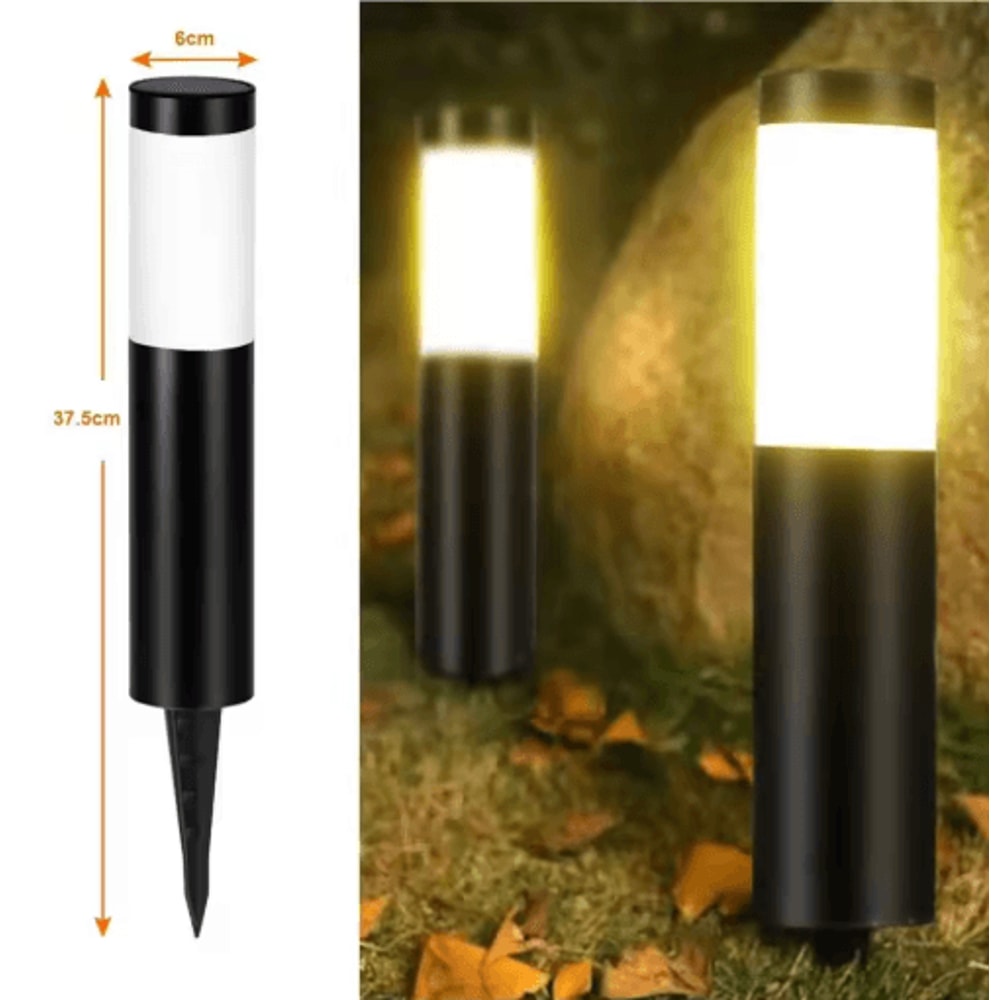 Cylindrical Solar Garden Light Waterproof Dusk To Dawn Outdoor Pathway Lamp 2