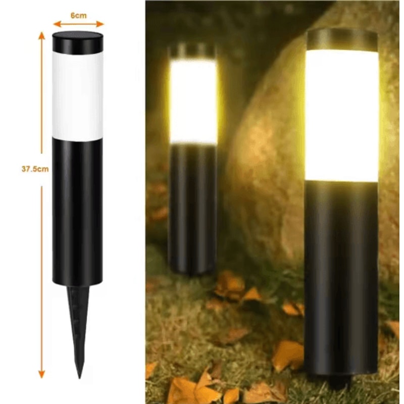 Cylindrical Solar Garden Light Waterproof Dusk To Dawn Outdoor Pathway Lamp 2
